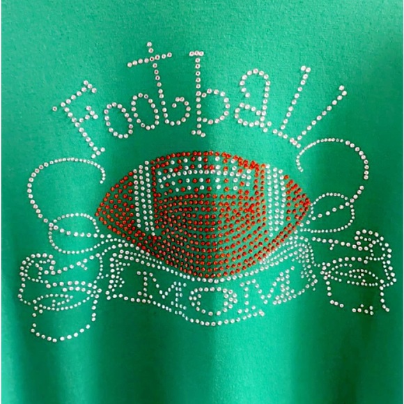 XL:Green, Glitzy, Football Mom T-Shirt - Picture 2 of 4